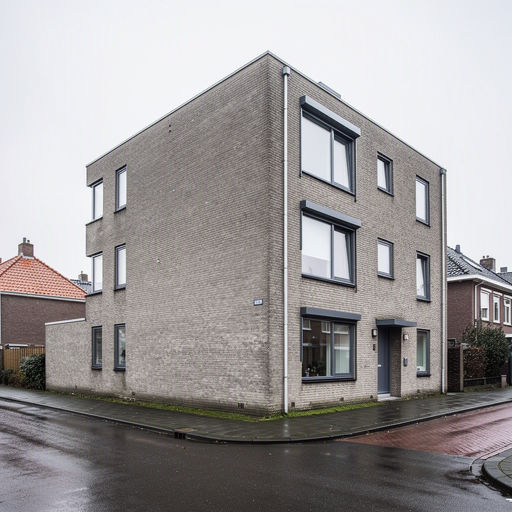 Hoekwoning in Tiel met antracietkleurige kunststof kozijnen