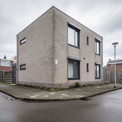 Hoekwoning in Grave met antracietkleurige kunststof kozijnen