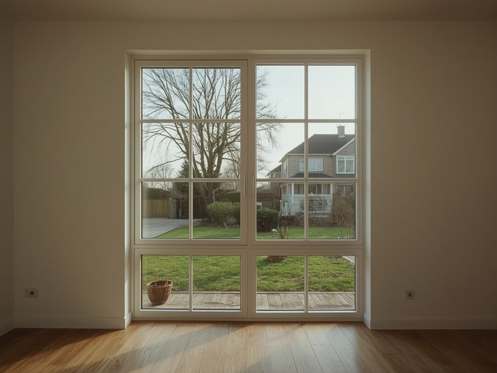 Interieur van een jaren-70 woning in Wijchen met uitzicht door kunststof kozijnen op de tuin
