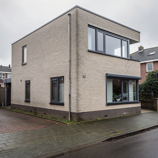 Hoekwoning in Arnhem Zuid met antracietkleurige kunststof kozijnen