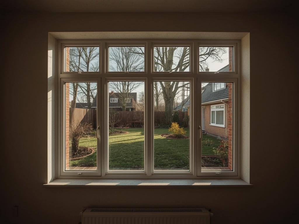 Interieur van jaren-70 woning in Nijmegen met uitzicht door kunststof kozijnen op de tuin